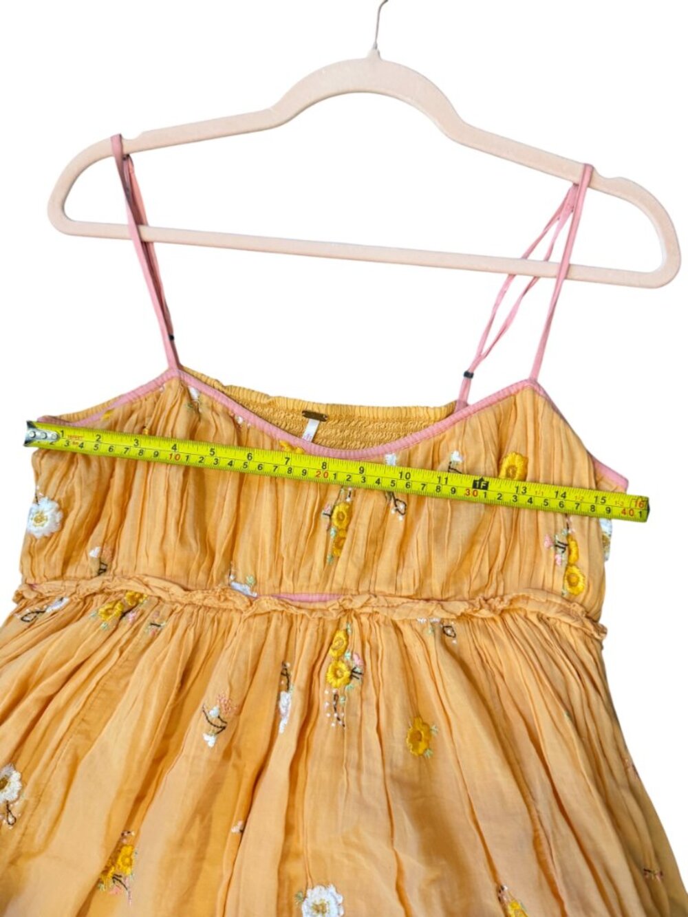 Free People Alana Babydoll Dress- Mini- Yellow/Orange-Embroidered-M-MSRP  $128 - Picture 6 of 16